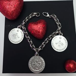Authentic Sterling Silver Coin Charm Bracelet